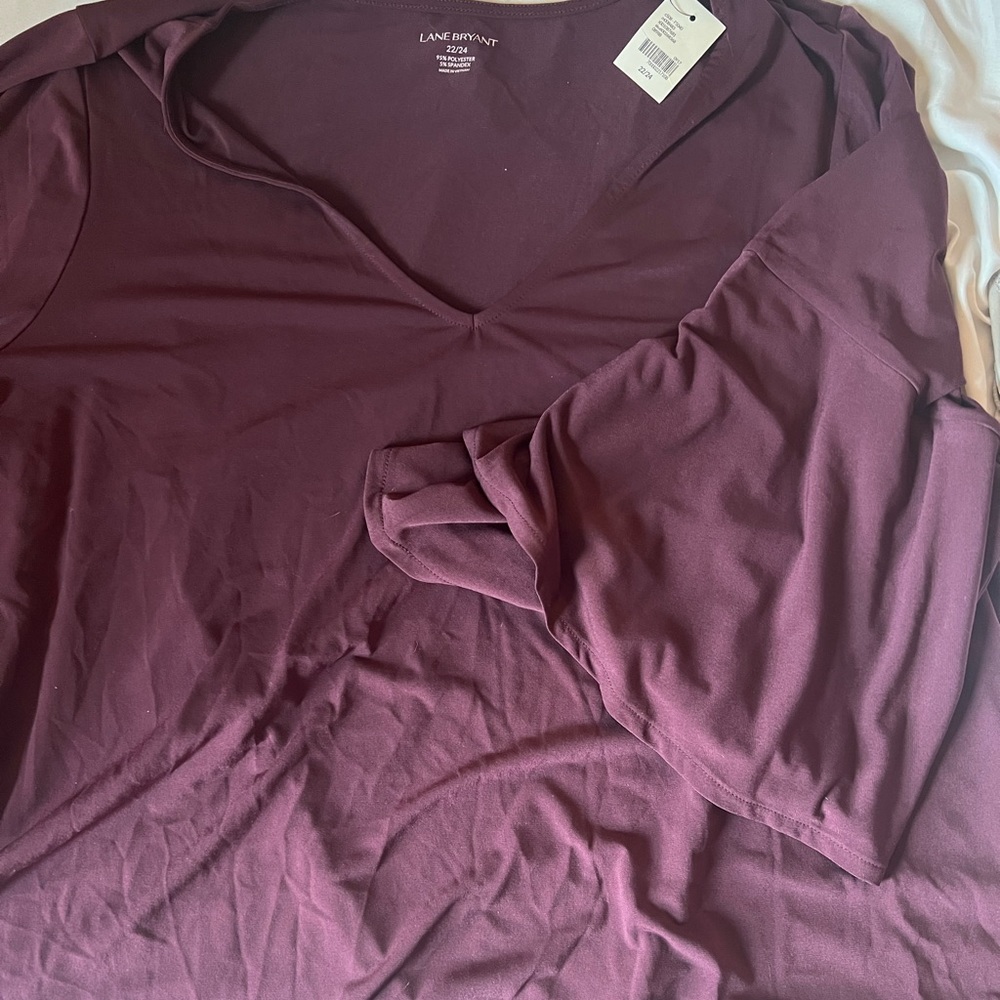 Lane Bryant Burgundy 3/4 Sleeve Top